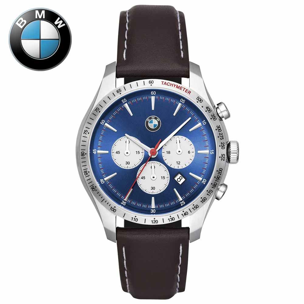 Reloj BMW BMW7000 Fecha Cronómetro Acero Inoxidable Correa Cuero Marrón Dial Azul